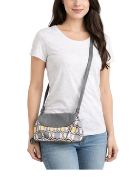 R Gray and Yellow faux leather Patterned Women's crossbody bag